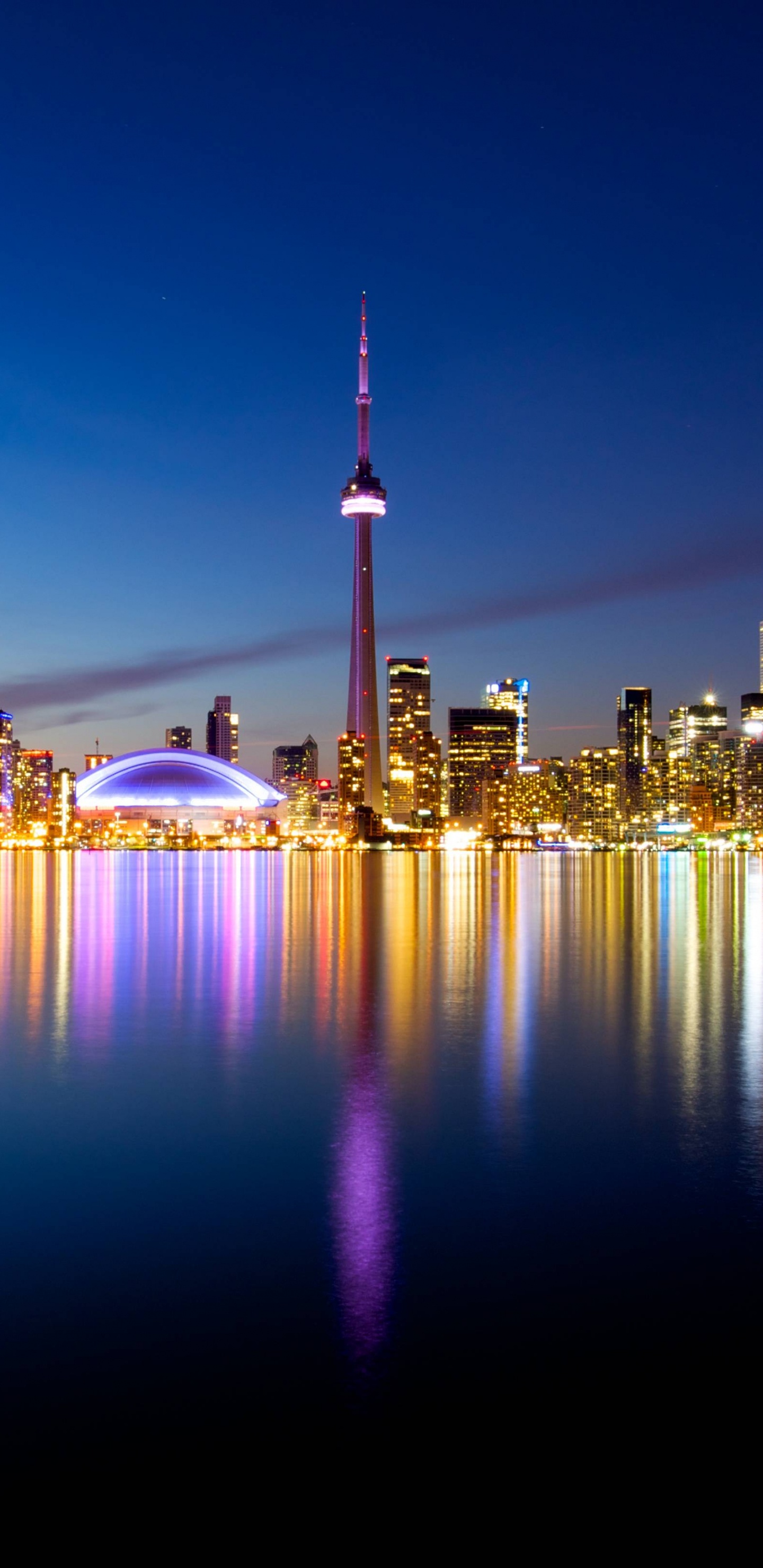 Обои город, линия горизонта, городской пейзаж, отражение, метрополия в разрешении 1440x2960