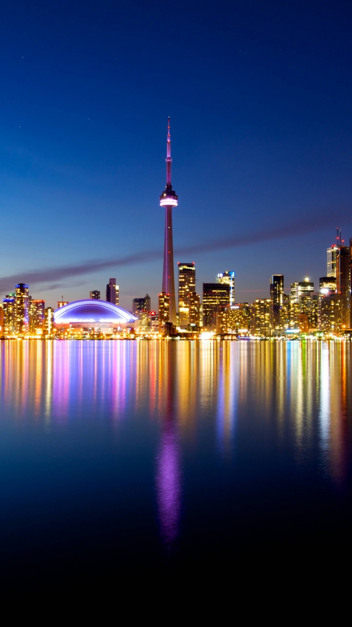 Обои город, линия горизонта, городской пейзаж, отражение, метрополия в разрешении 720x1280