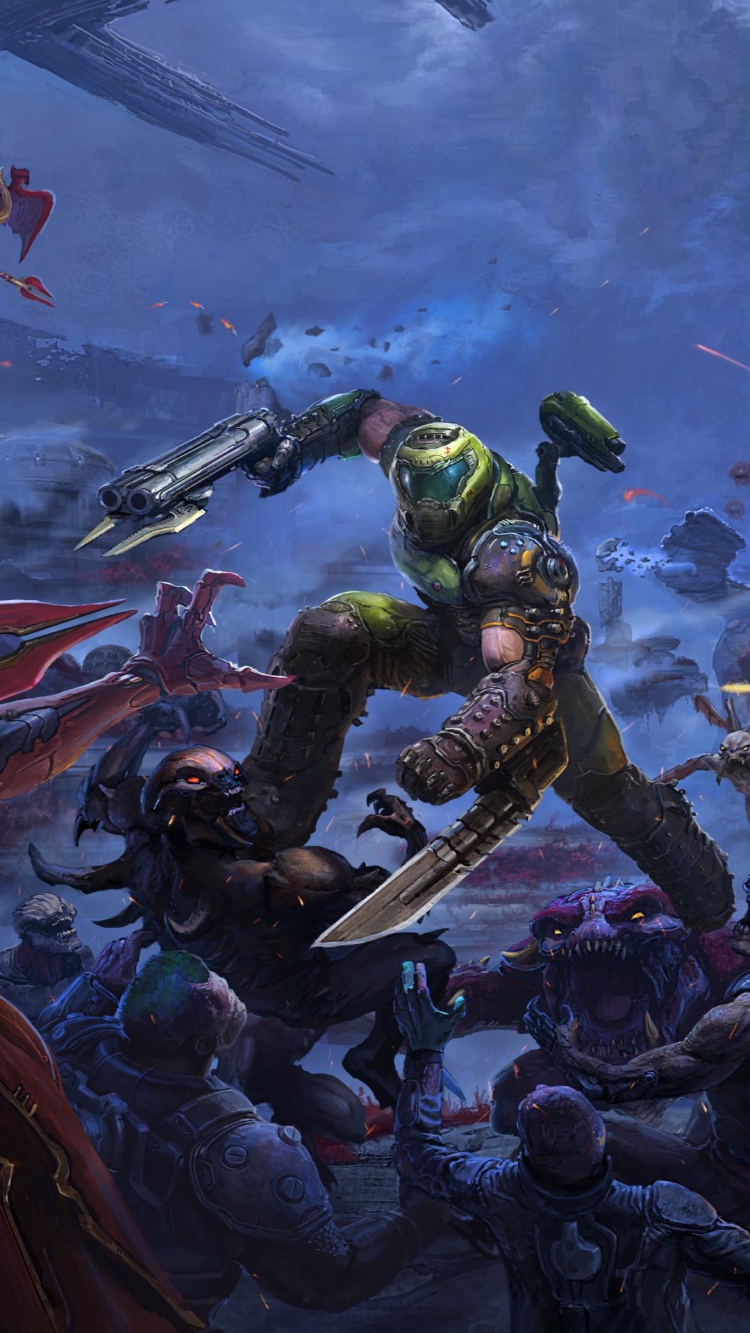 Обои doom, роковой парень, Вифезда, икона греха, xbox one в разрешении 1080x1920