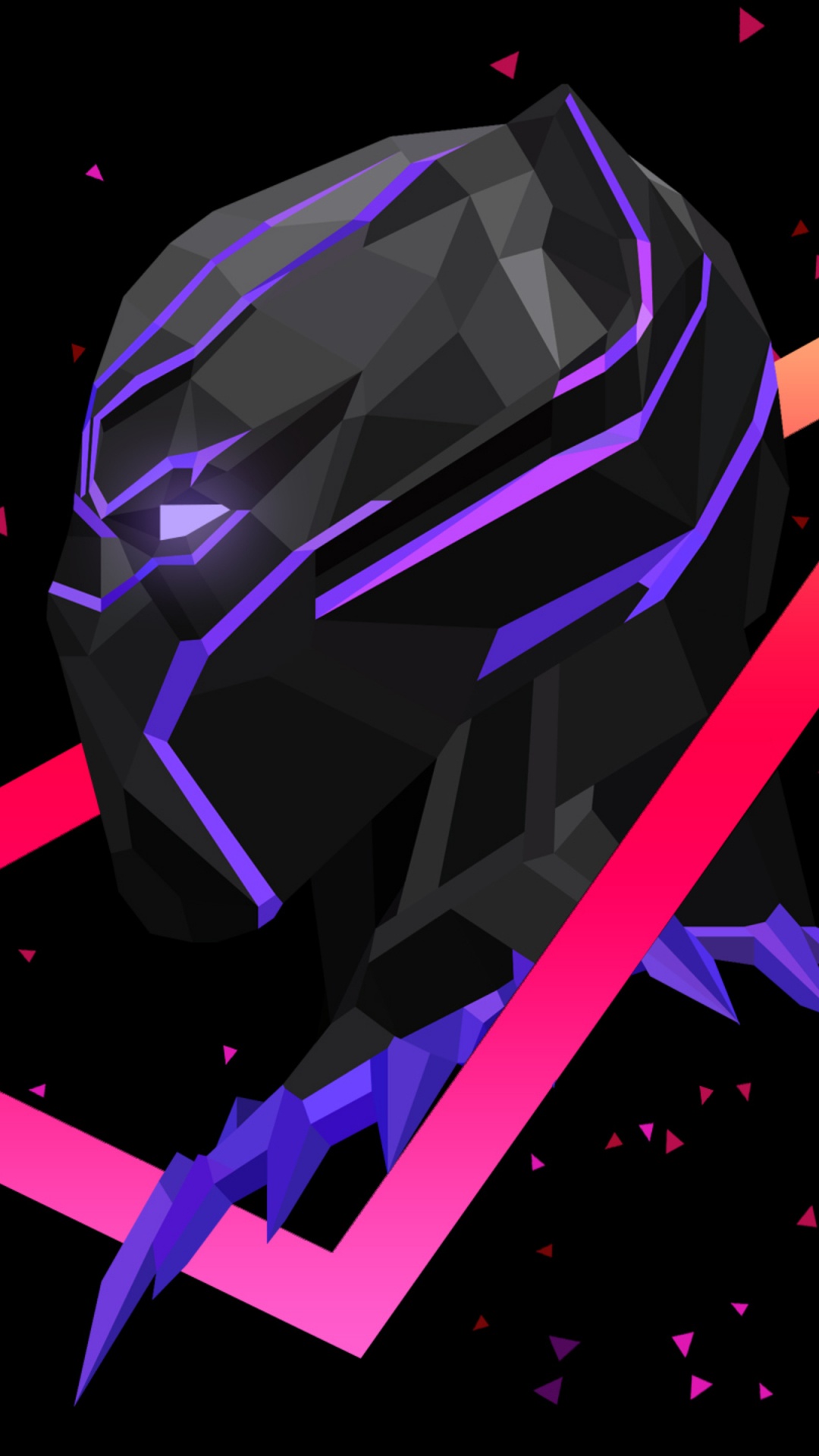 Обои Черная пантера, супергерой, графический дизайн, пурпур, Фиолетовый в разрешении 1080x1920