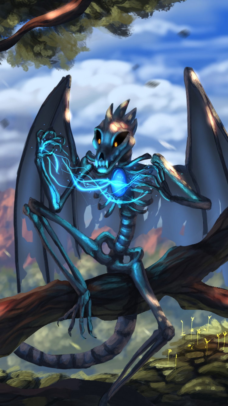 Обои дракон, легендарное существо, игры, дерево, мифология в разрешении 750x1334