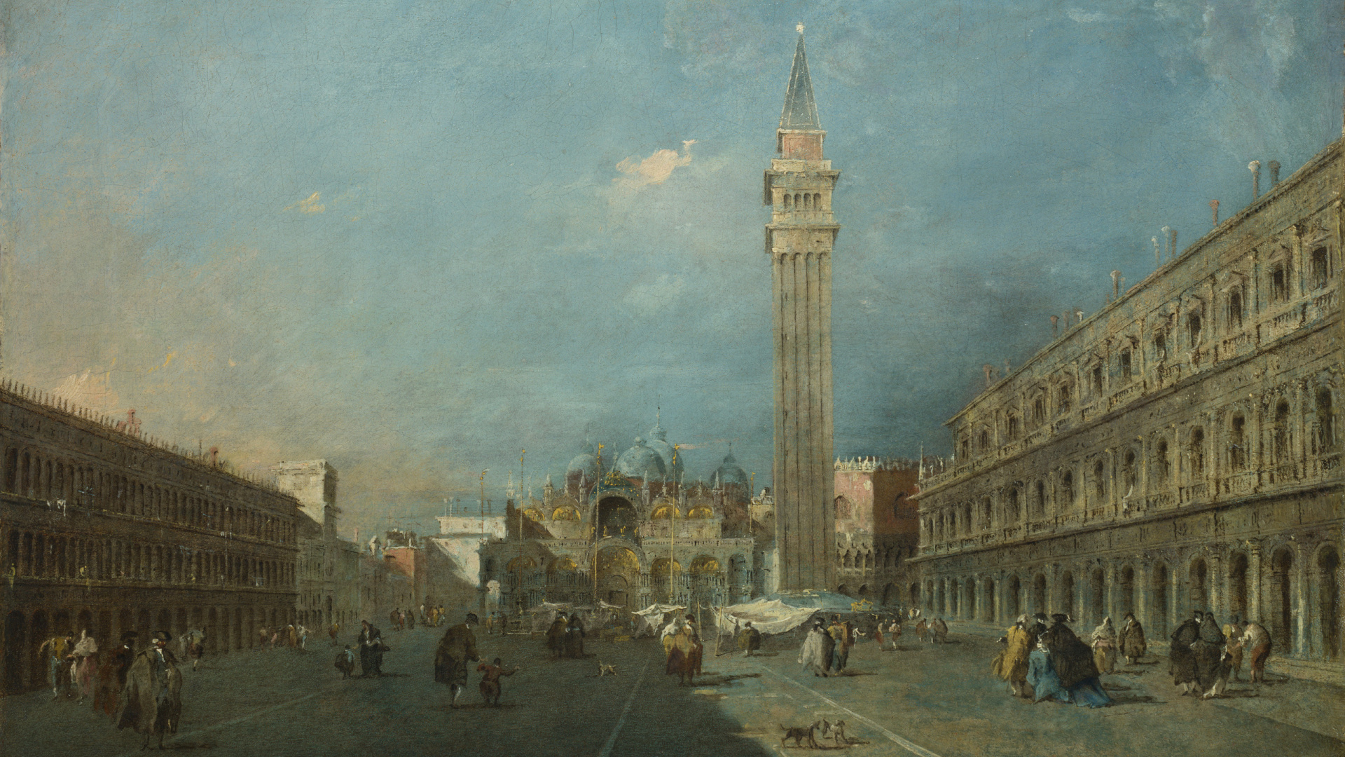 Обои дворец Дожей, живопись, город, городская площадь, рыночная площадь в разрешении 1920x1080