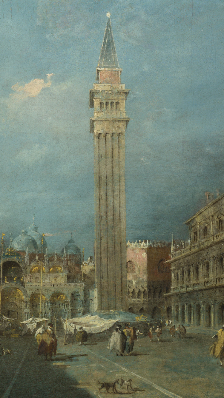 Обои дворец Дожей, живопись, город, городская площадь, рыночная площадь в разрешении 750x1334