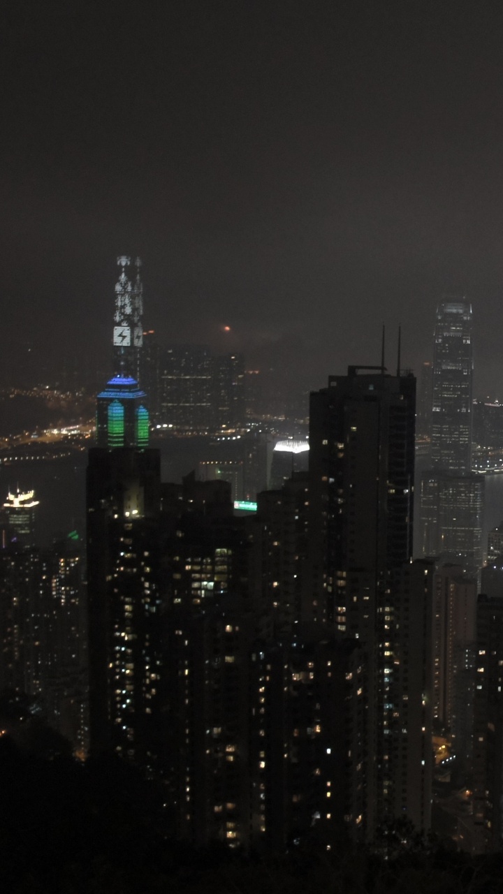 Обои городской пейзаж, метрополия, город, городской район, ночь в разрешении 720x1280