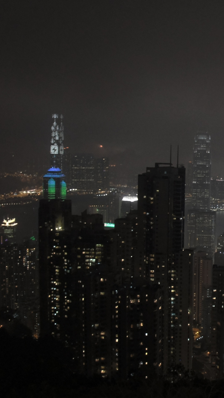 Обои городской пейзаж, метрополия, город, городской район, ночь в разрешении 750x1334