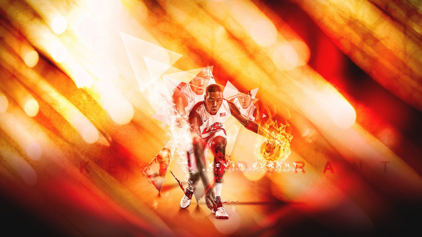 Обои ОклахомаСити Тандер, NBA, Баскетбол, Апельсин, Постеризованной в разрешении 1366x768