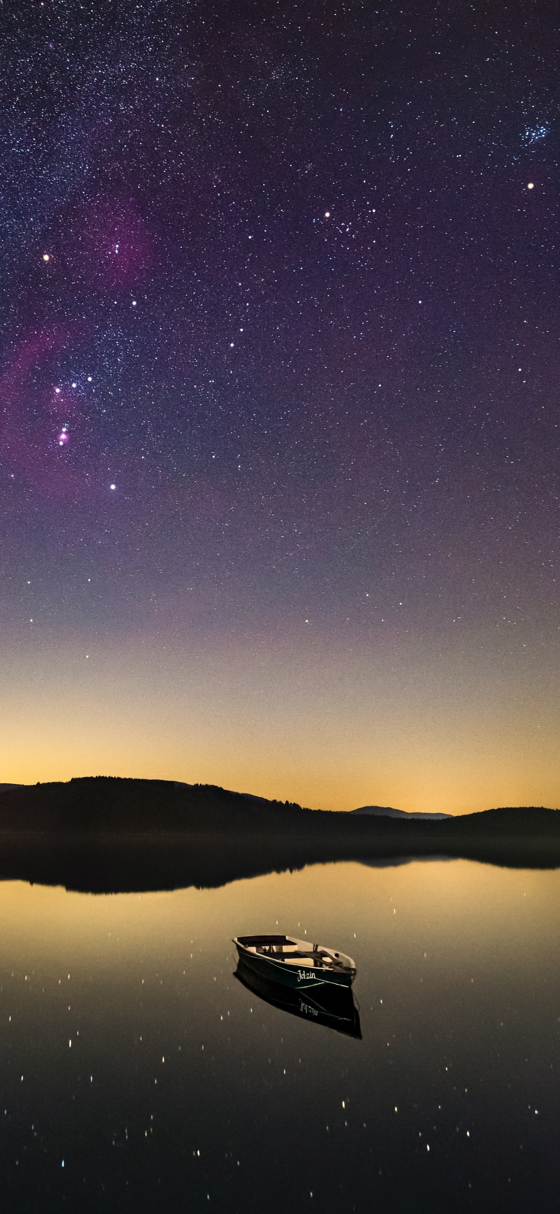Обои ночная лодка, ночь, звезда, soundcloud, Млечный Путь в разрешении 1125x2436