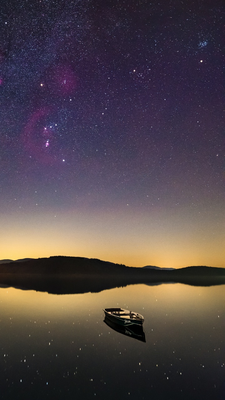 Обои ночная лодка, ночь, звезда, soundcloud, Млечный Путь в разрешении 720x1280