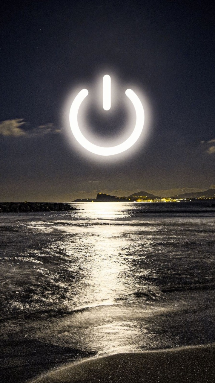 Обои океан, полумесяц, астрономический объект, космос, спокойный в разрешении 720x1280