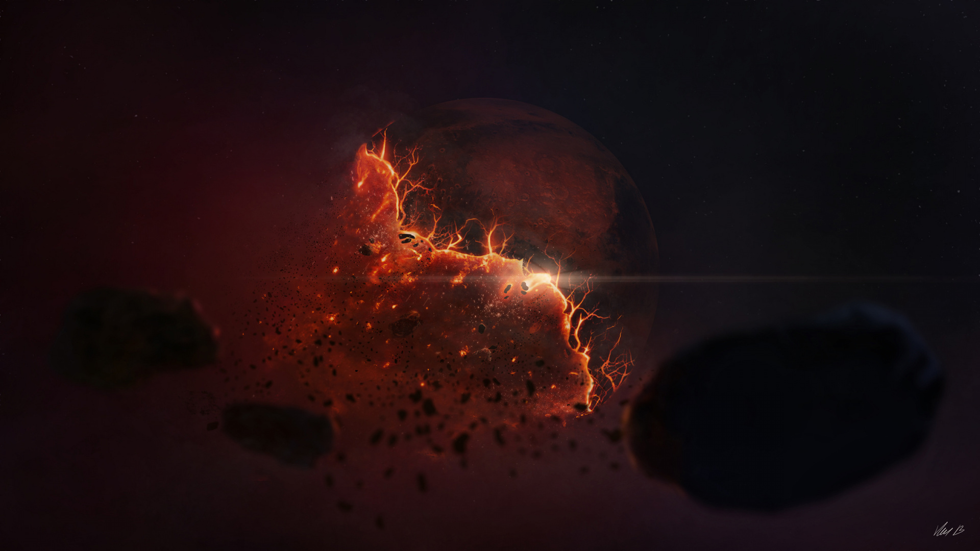 Обои земля, планета, космос, тепло, пламя в разрешении 1920x1080