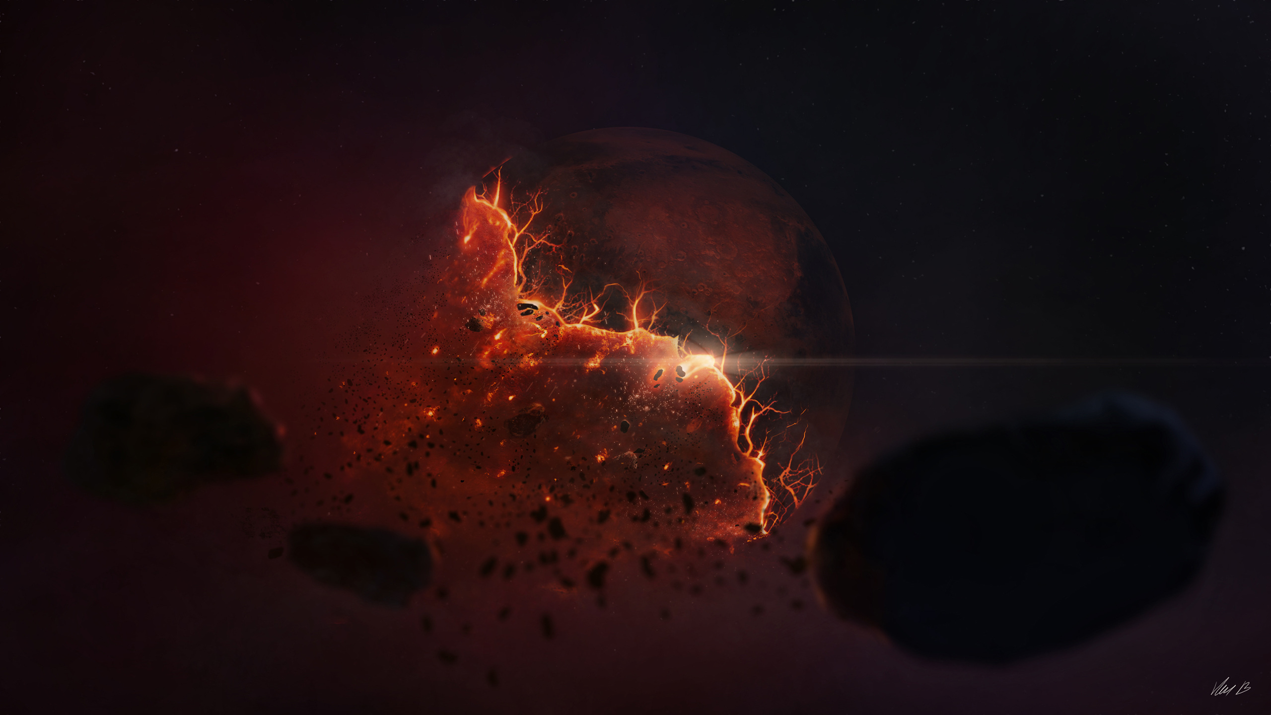 Обои земля, планета, космос, тепло, пламя в разрешении 2560x1440