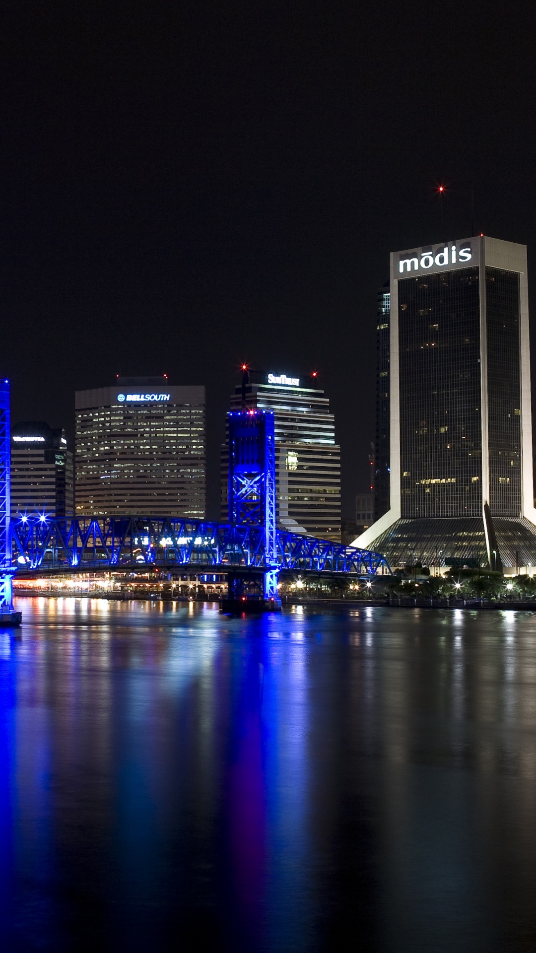 Обои Джексонвилл-Бич, ночь, городской пейзаж, город, метрополия в разрешении 1080x1920