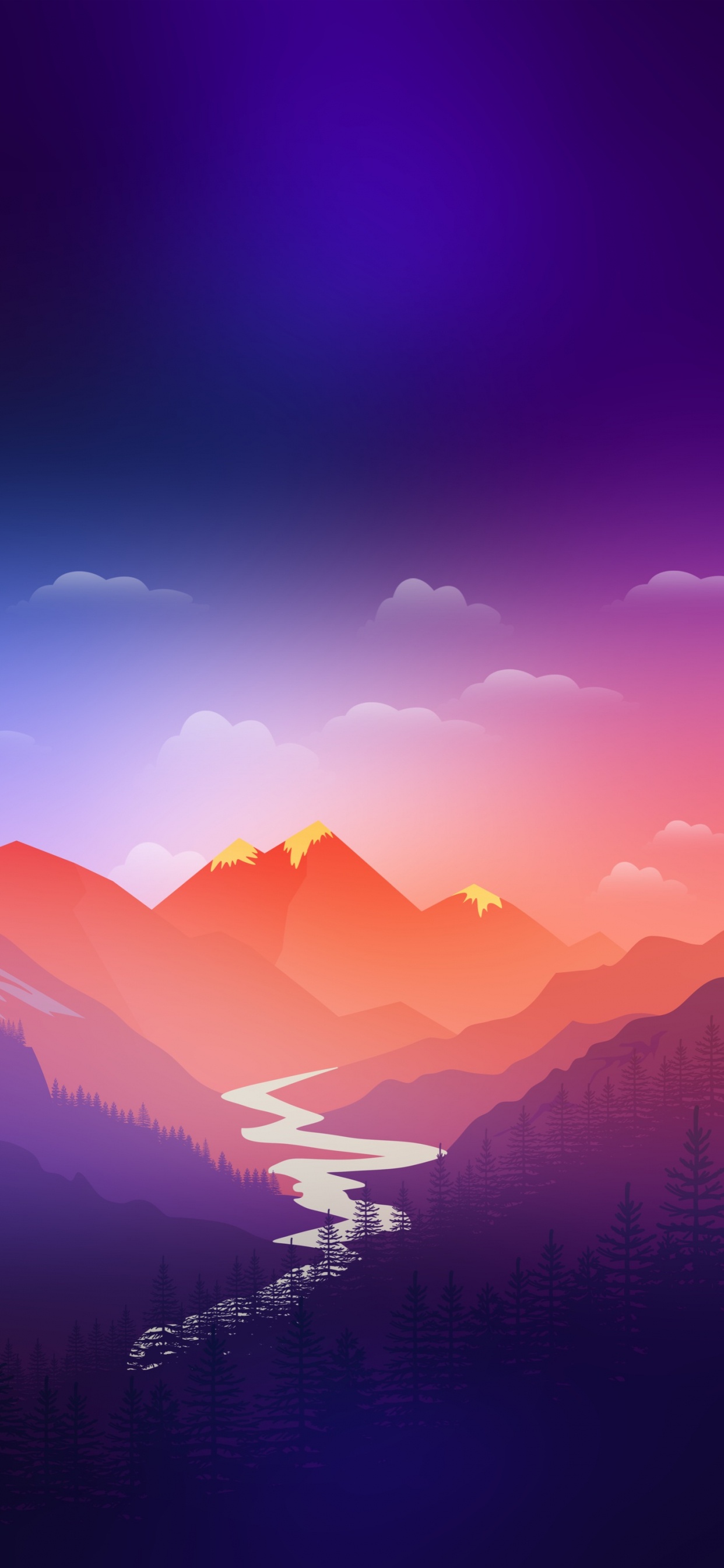 Обои пейзажи гор, облако, атмосфера, послесвечение, гора в разрешении 1242x2688