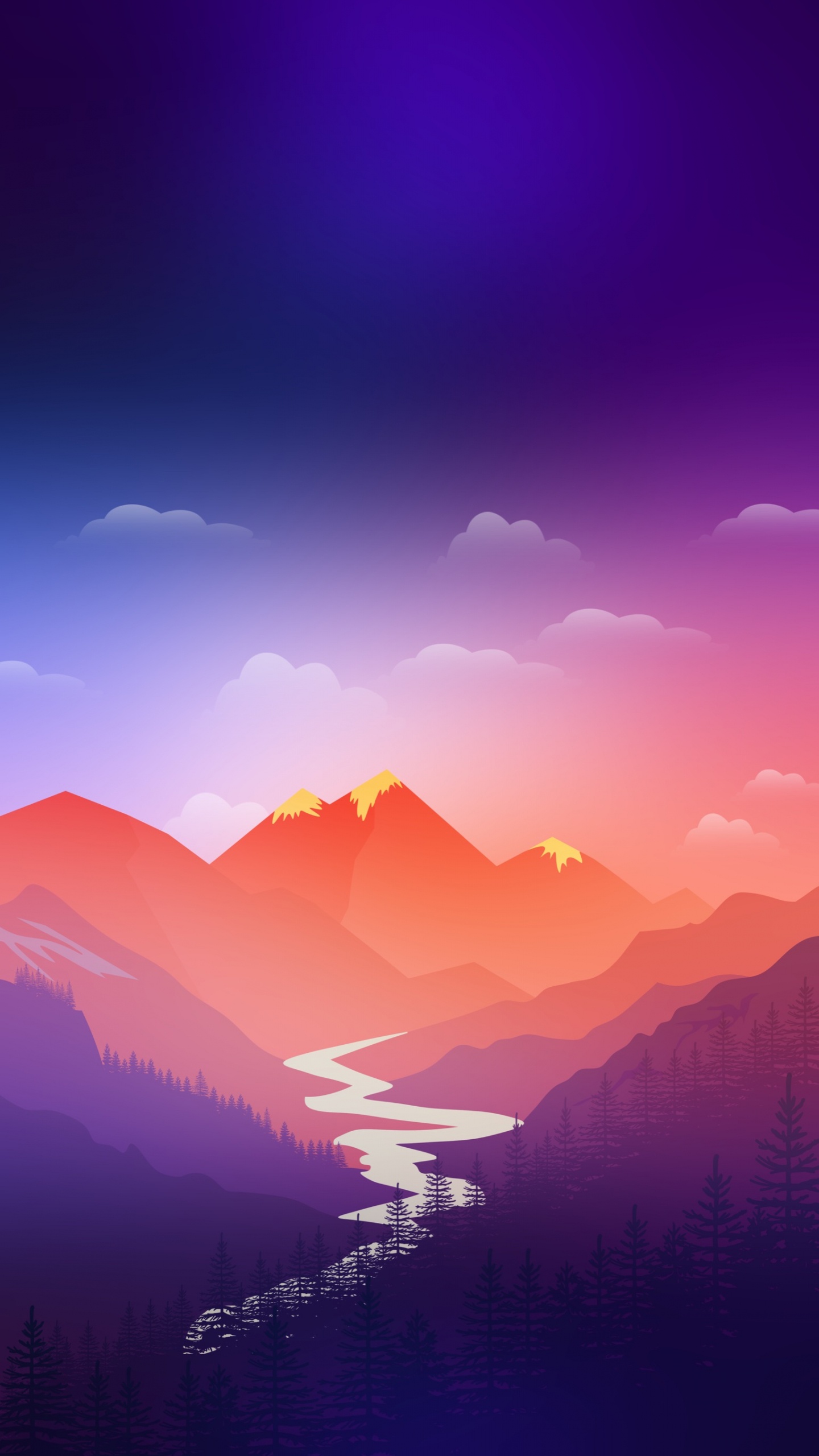 Обои пейзажи гор, облако, атмосфера, послесвечение, гора в разрешении 1440x2560