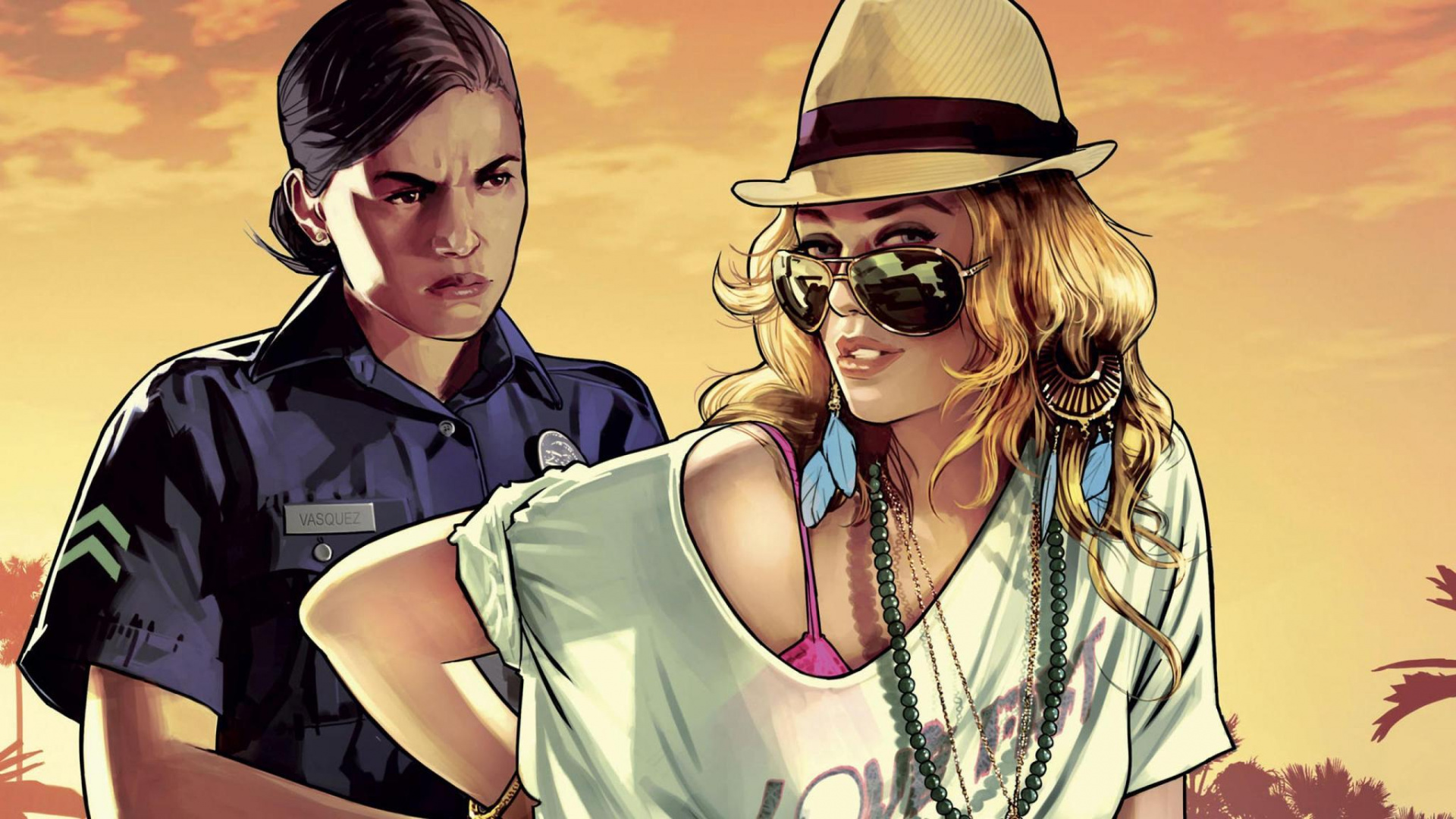 Обои grand theft auto v, gta vice city, очки, прохлада, иллюстрация в разрешении 1920x1080