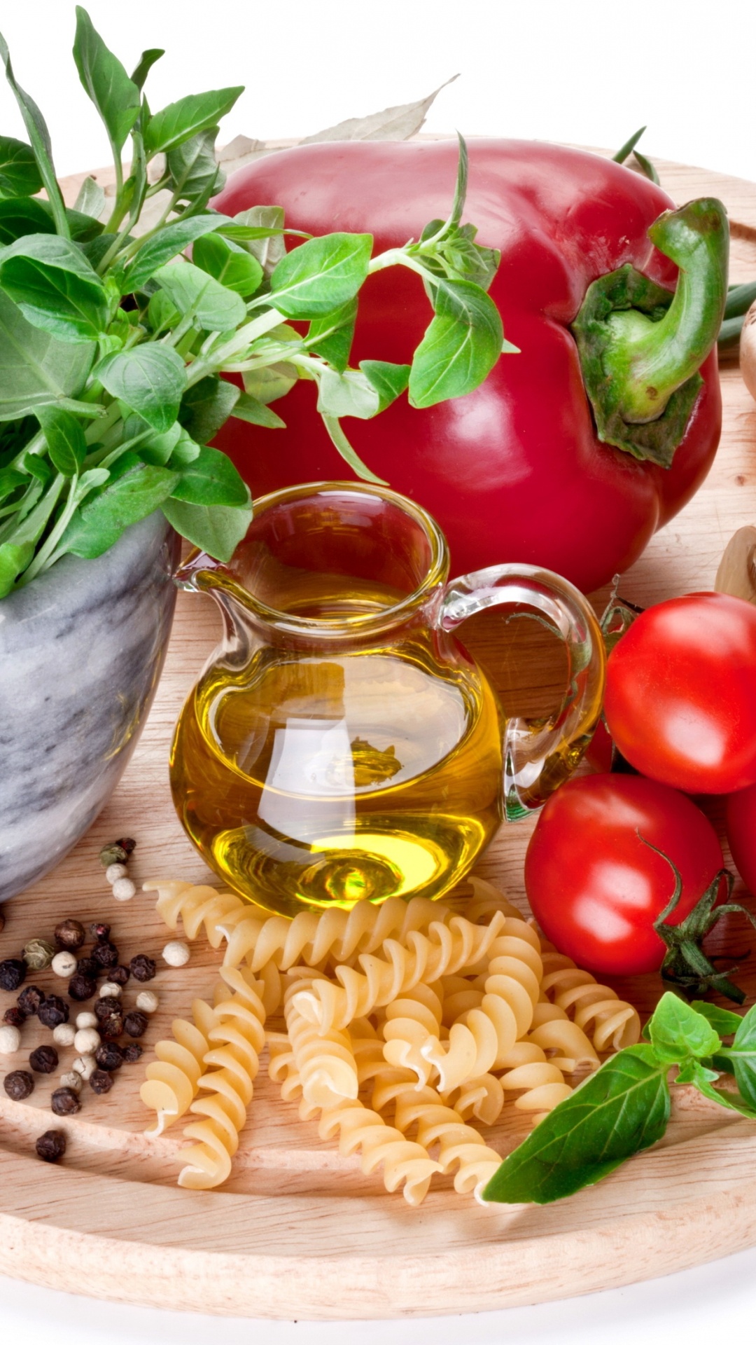 Обои пища, паста, овощ, помидор, природные продукты в разрешении 1080x1920