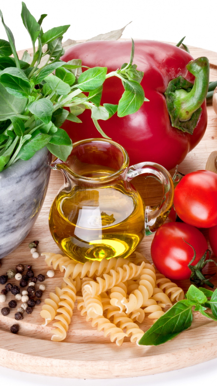 Обои пища, паста, овощ, помидор, природные продукты в разрешении 750x1334
