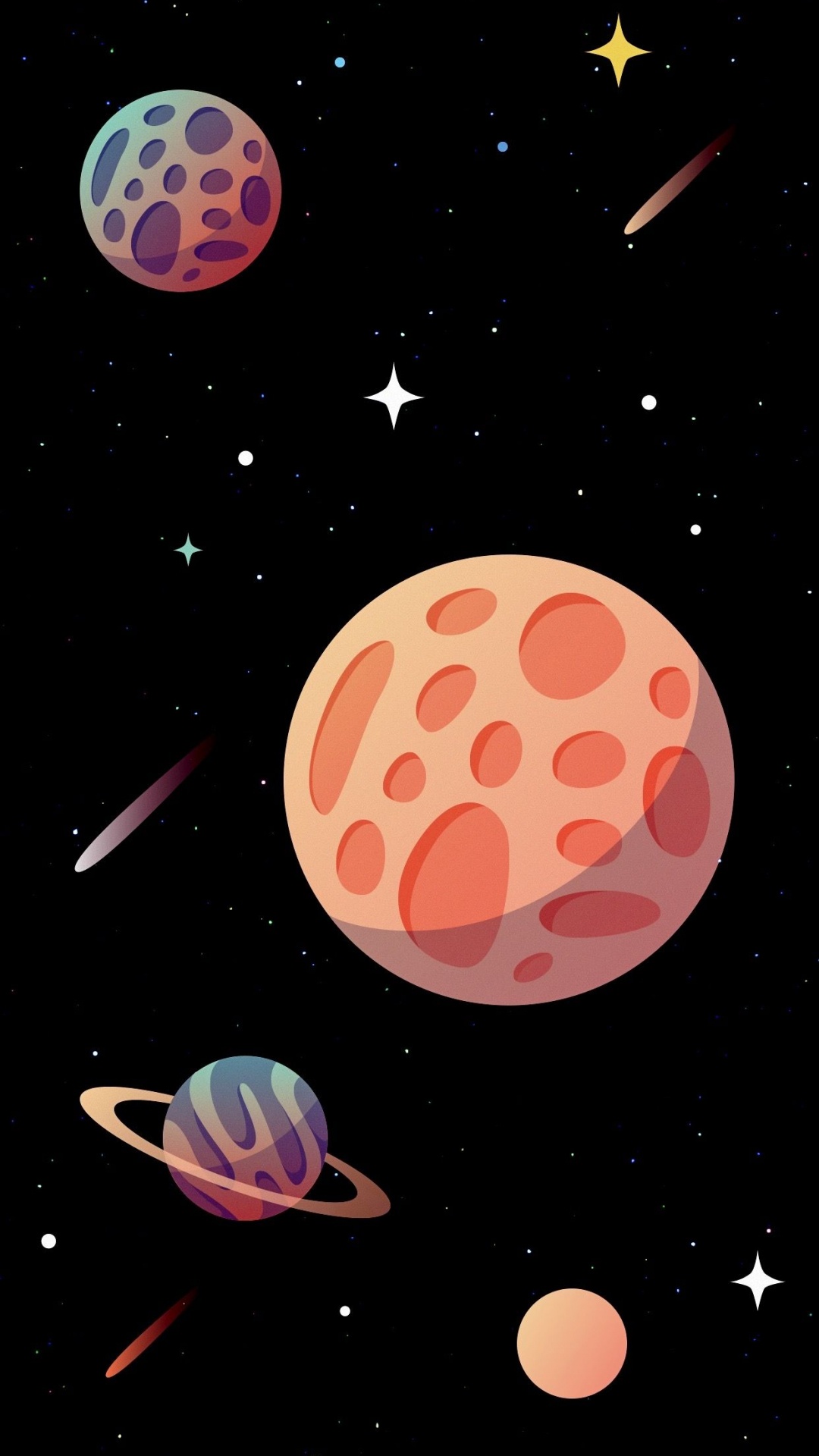 Обои планета, космос, арт, рисование, мир в разрешении 1080x1920