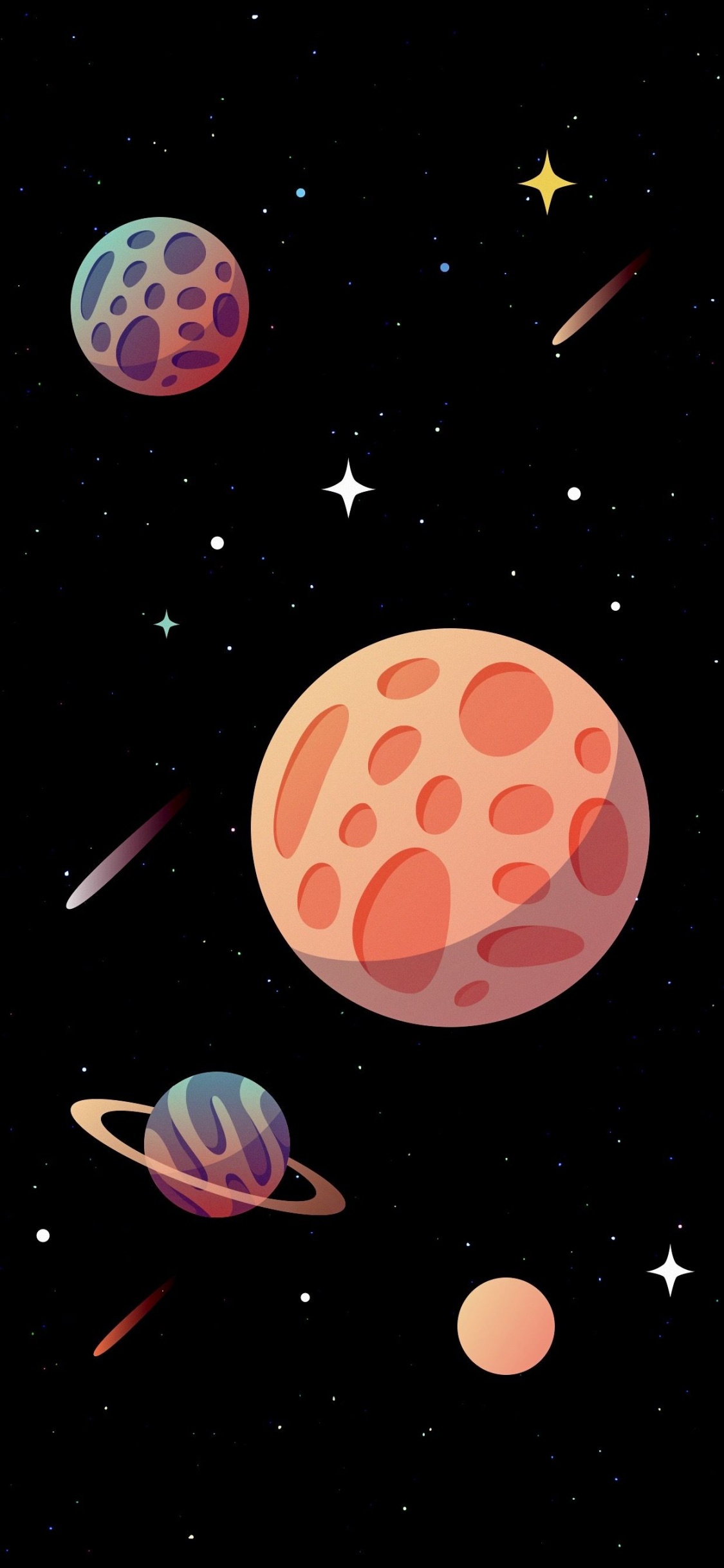 Обои планета, космос, арт, рисование, мир в разрешении 1125x2436