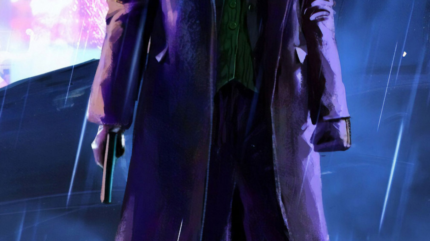 Обои Темный рыцарь, Хит Леджер, Джокер, Бэтмен, постер в разрешении 1366x768