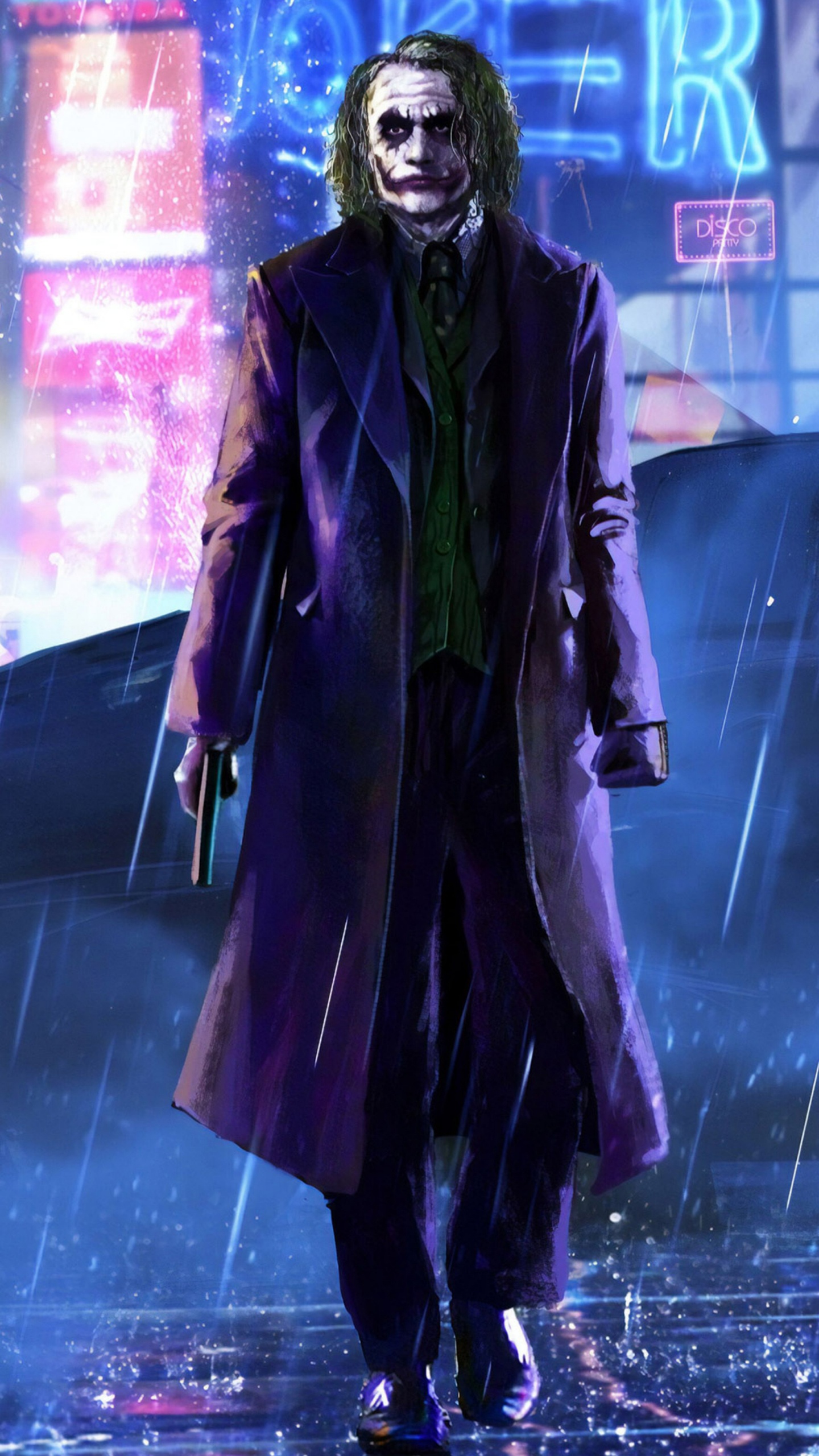 Обои Темный рыцарь, Хит Леджер, Джокер, Бэтмен, постер в разрешении 1440x2560