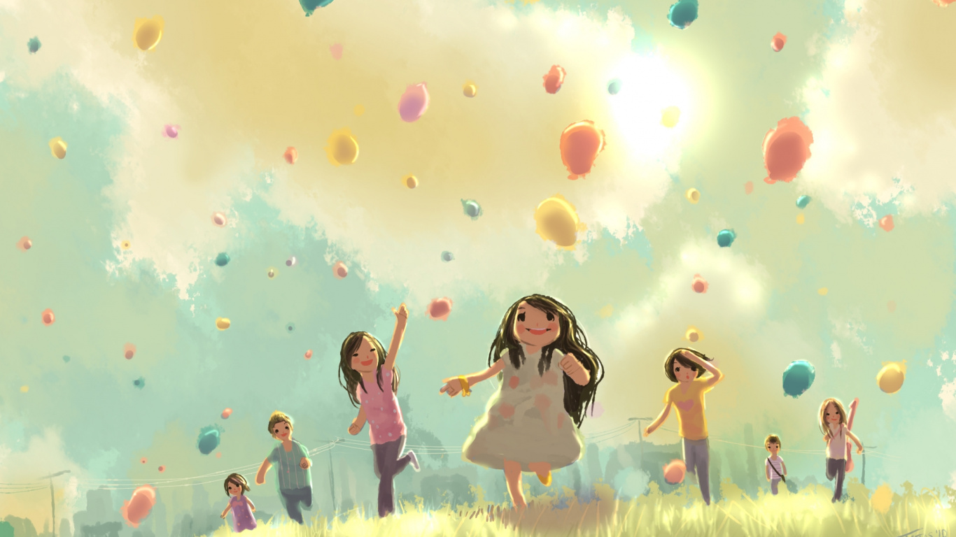 Обои иллюстрация, дружба, розовый, лепесток, солнечный свет в разрешении 1366x768