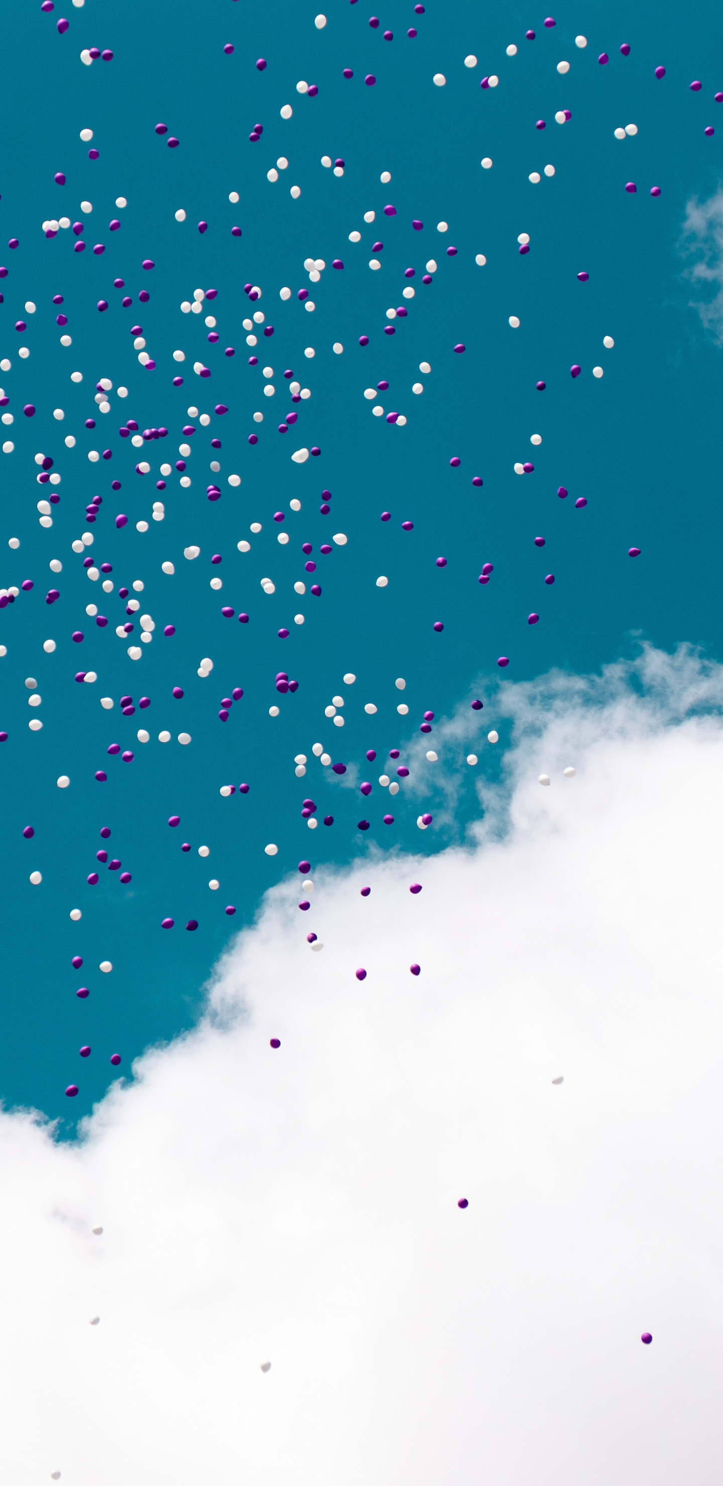 Обои воздушный шарик, синий, вода, бирюза, облако в разрешении 1440x2960