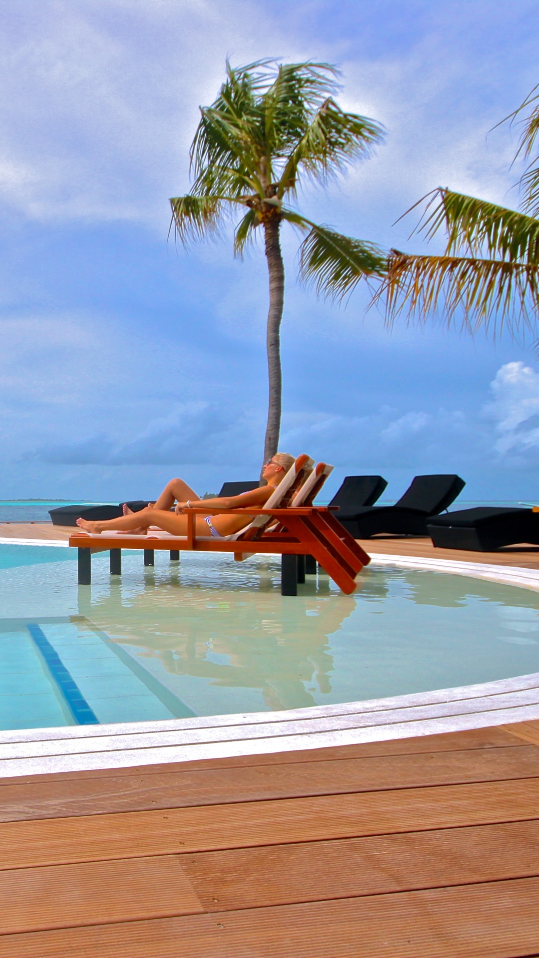 Обои плавательный бассейн, отпуск, прибежище, тропическая зона, Карибский бассейн в разрешении 1080x1920