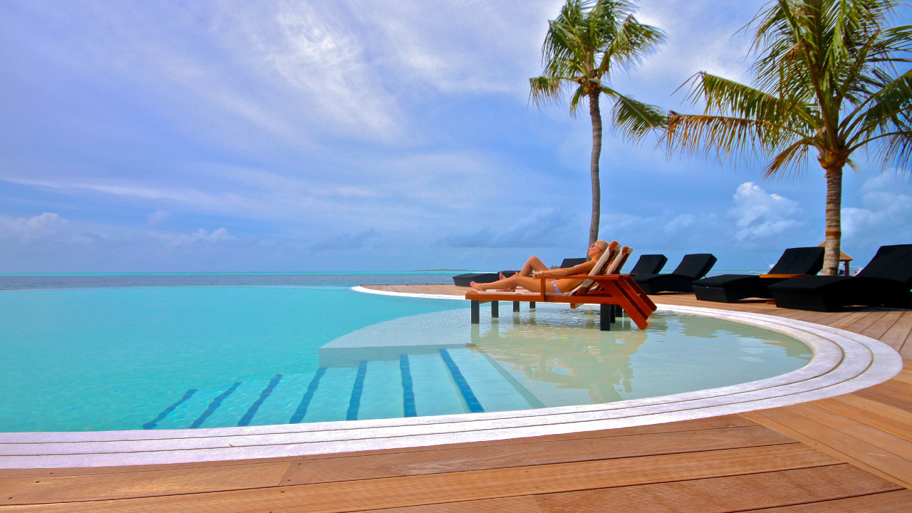 Обои плавательный бассейн, отпуск, прибежище, тропическая зона, Карибский бассейн в разрешении 1280x720