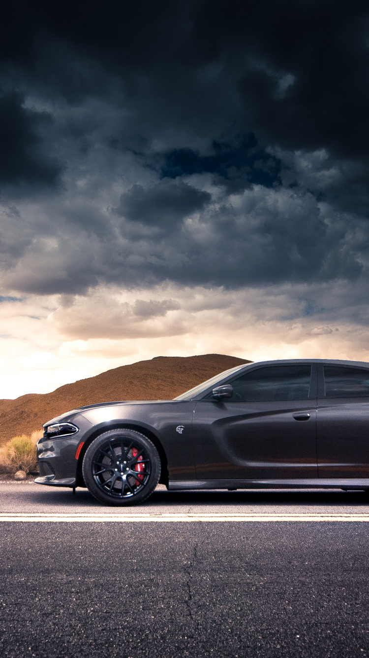 Обои dodge, авто, Додж Чарджер СРТ мегеру, Литые диски, обод в разрешении 750x1334