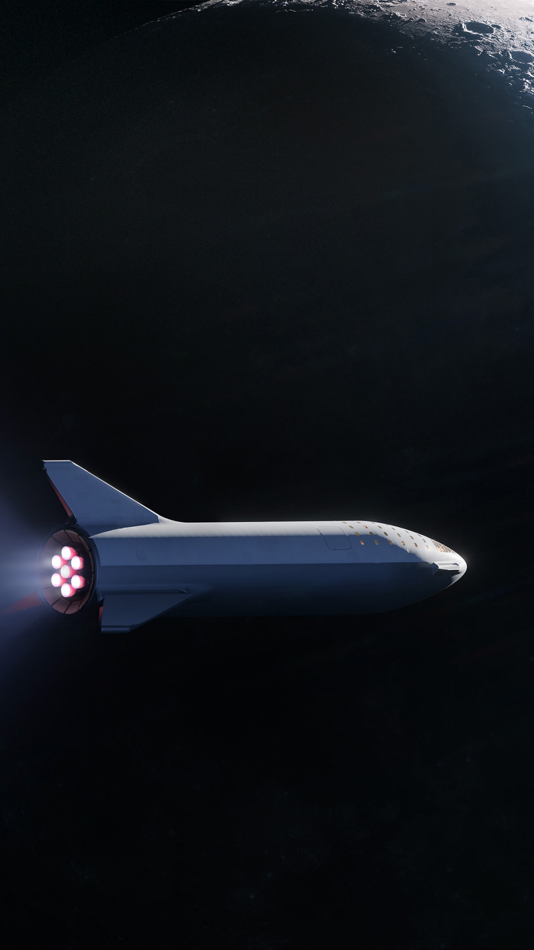 Обои Миссии SpaceX лунного туризма, SpaceX, космический аппарат, прилунение, космическое пространство в разрешении 1080x1920