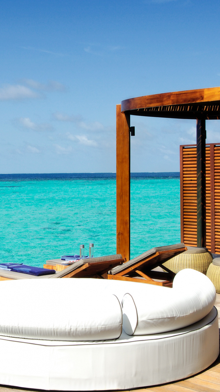 Обои Вт отступление спа Мальдивы, Мальдивы Вт, прибежище, пляж, спа в разрешении 750x1334
