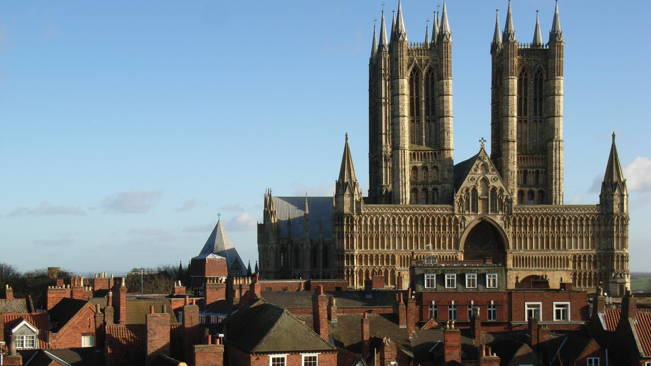 Обои Собор Линкольна, собор, средневековая архитектура, шпиль, готическая архитектура в разрешении 1280x720