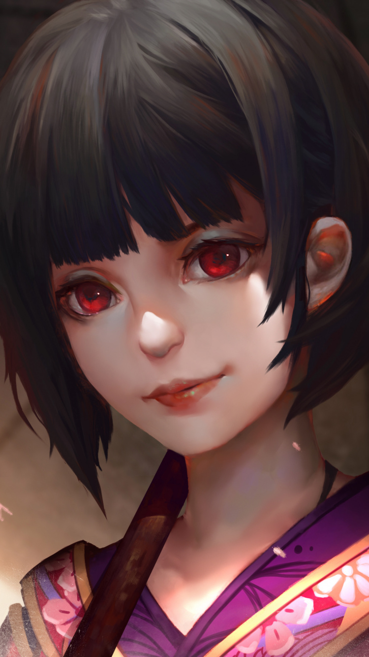 Обои аниме, волосы, розовый, кожа, прическа в разрешении 750x1334