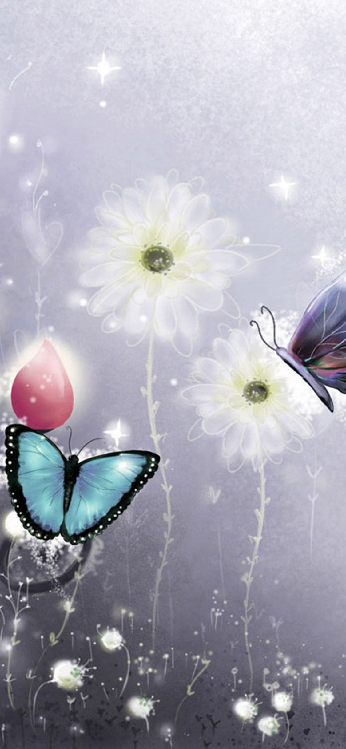Обои бабочка, мотыльки и бабочки, растение, графический дизайн, иллюстрация в разрешении 1125x2436