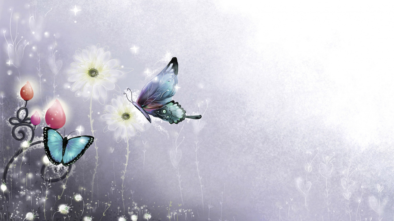 Обои бабочка, мотыльки и бабочки, растение, графический дизайн, иллюстрация в разрешении 1366x768