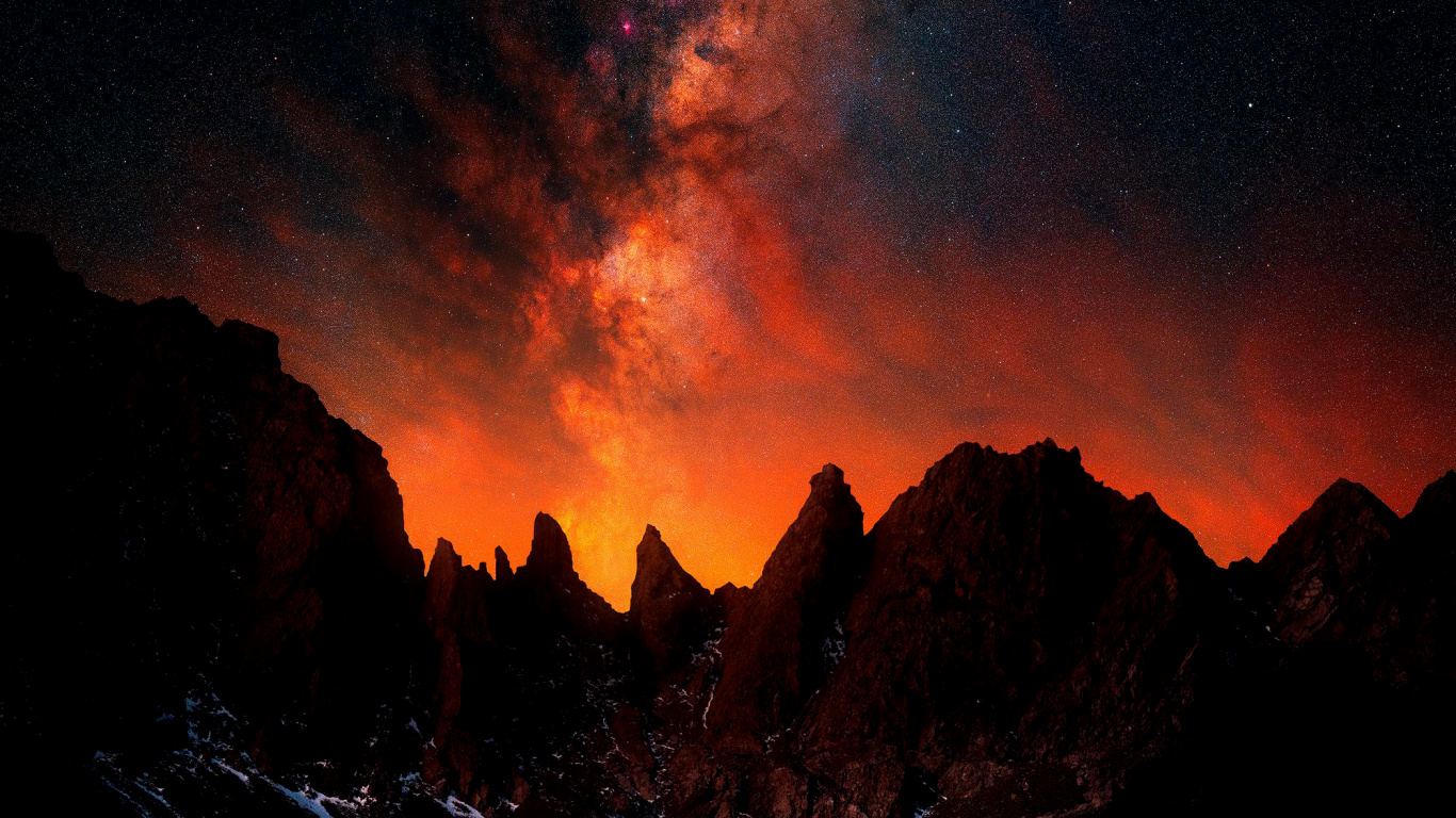 Обои портрет, атмосфера, мир, гора, лава в разрешении 1366x768