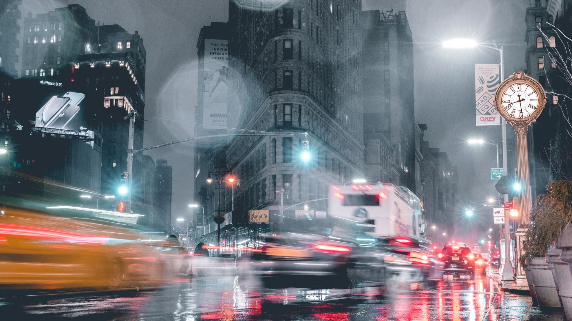 Обои город, ориентир, метрополия, отражение, вода в разрешении 1920x1080