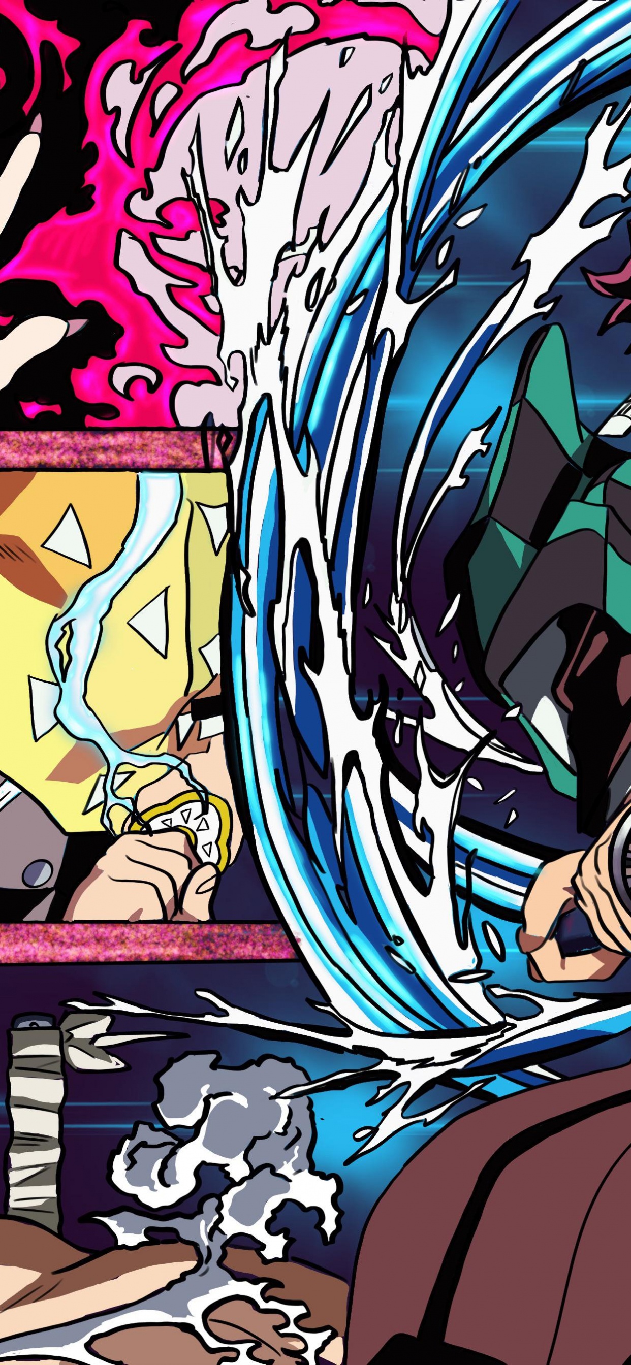 Обои аниме, Камадо Танджиро, Танджиро Камадо, Незуко Камадо, это не моет в разрешении 1242x2688