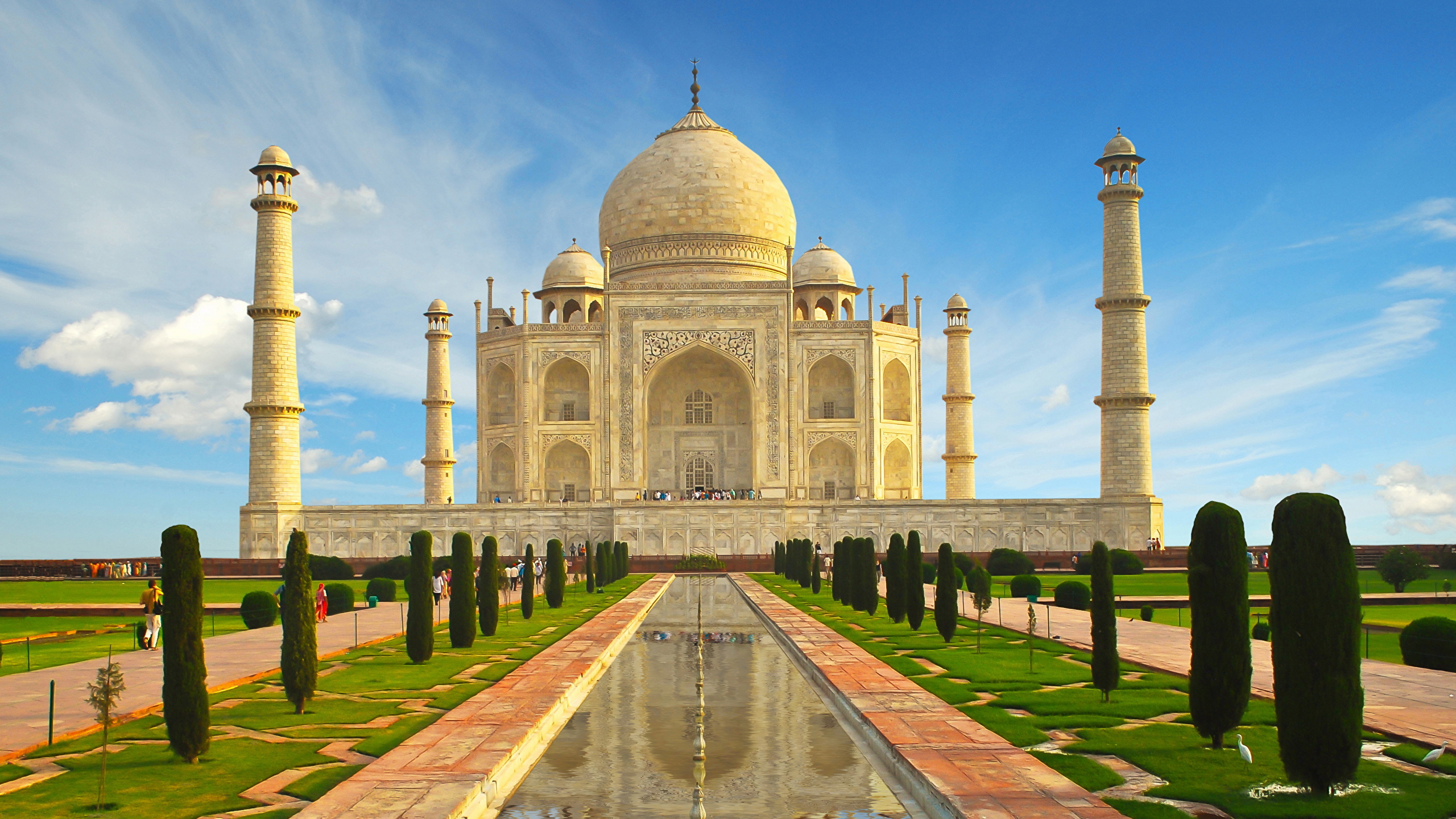 Обои Тадж-Махал, Агра Форт, ориентир, историческое место, Чудеса мира в разрешении 2560x1440