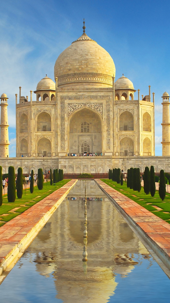 Обои Тадж-Махал, Агра Форт, ориентир, историческое место, Чудеса мира в разрешении 720x1280