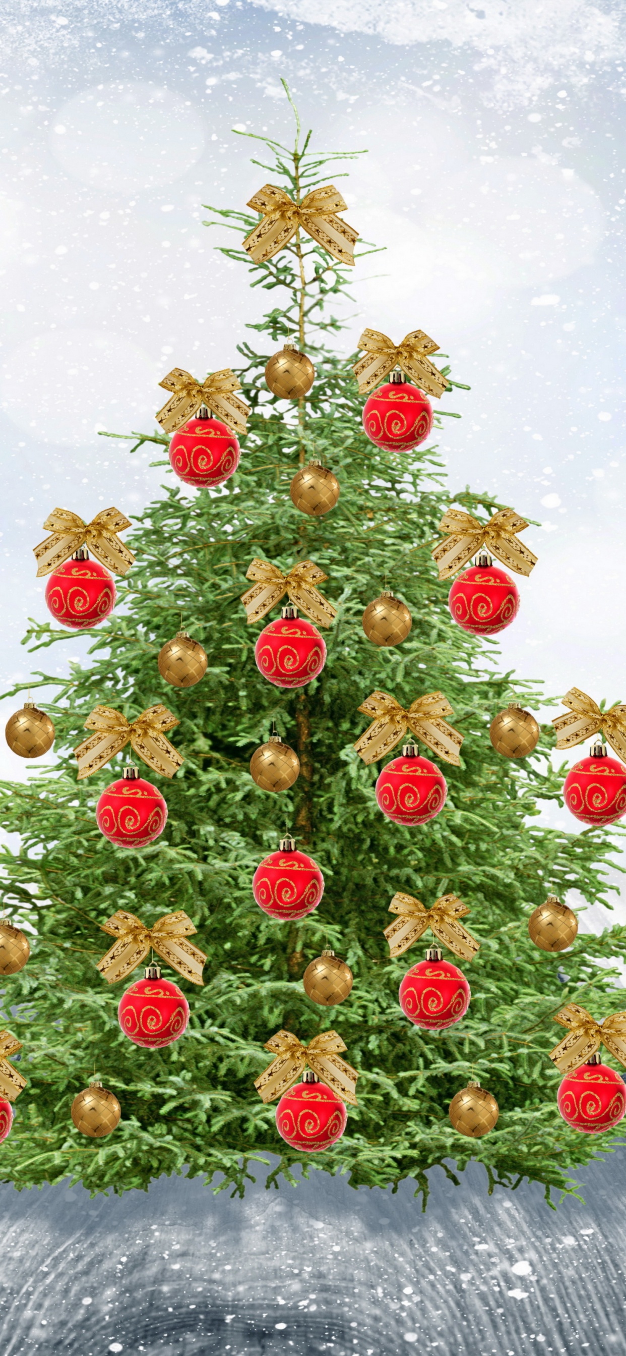 Обои Новый год, Рождественский день, Санта-Клаус, елка, Рождественские украшения в разрешении 1242x2688
