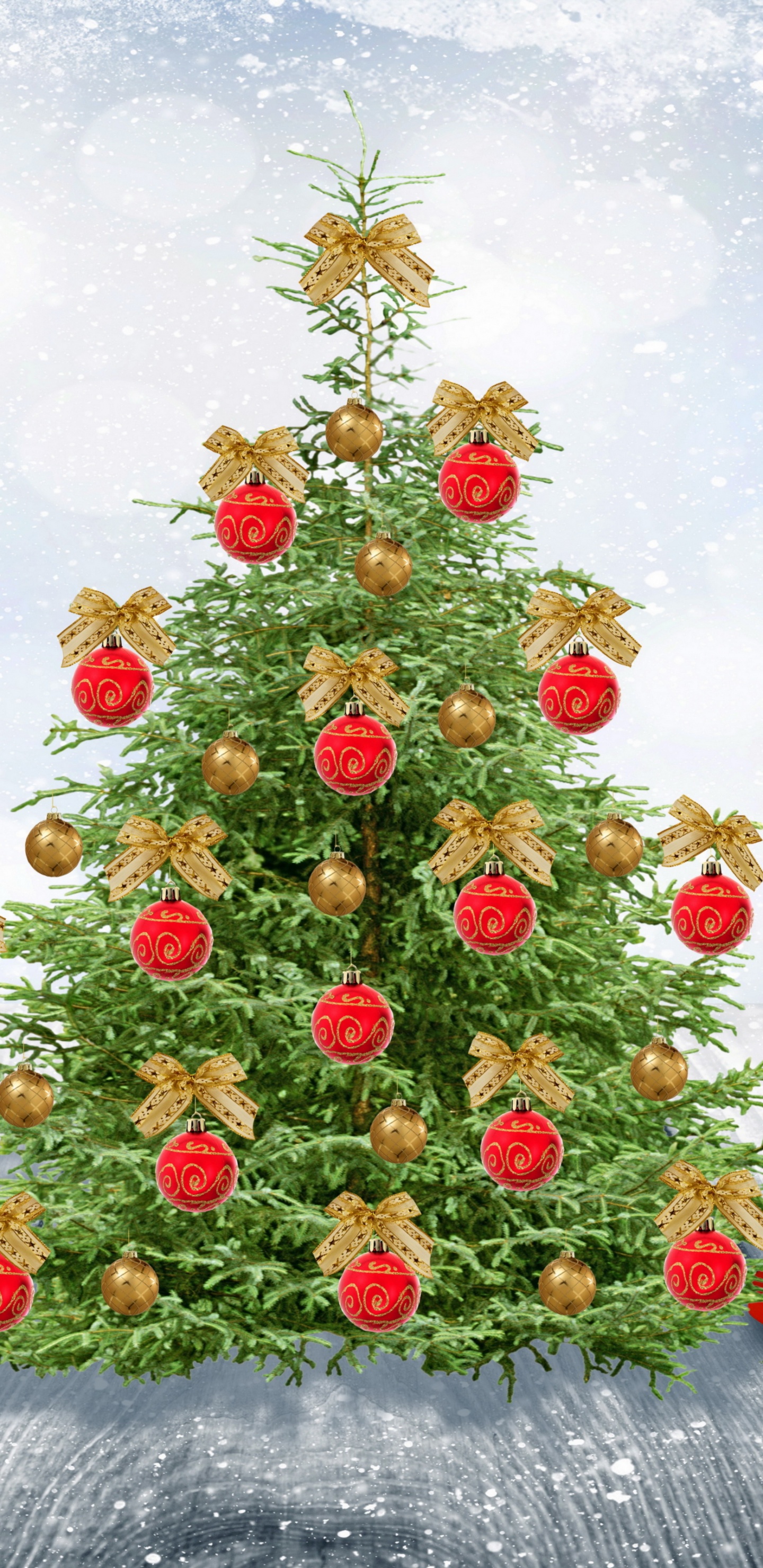 Обои Новый год, Рождественский день, Санта-Клаус, елка, Рождественские украшения в разрешении 1440x2960