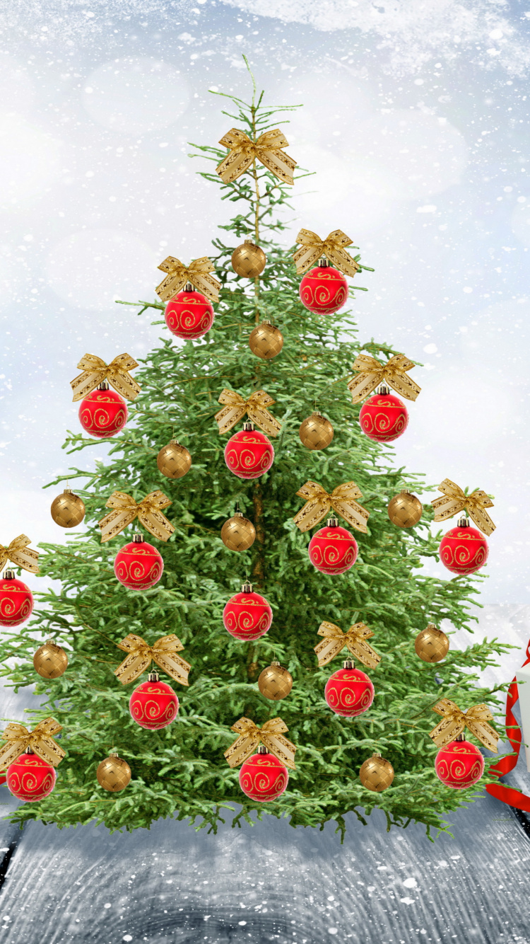 Обои Новый год, Рождественский день, Санта-Клаус, елка, Рождественские украшения в разрешении 750x1334