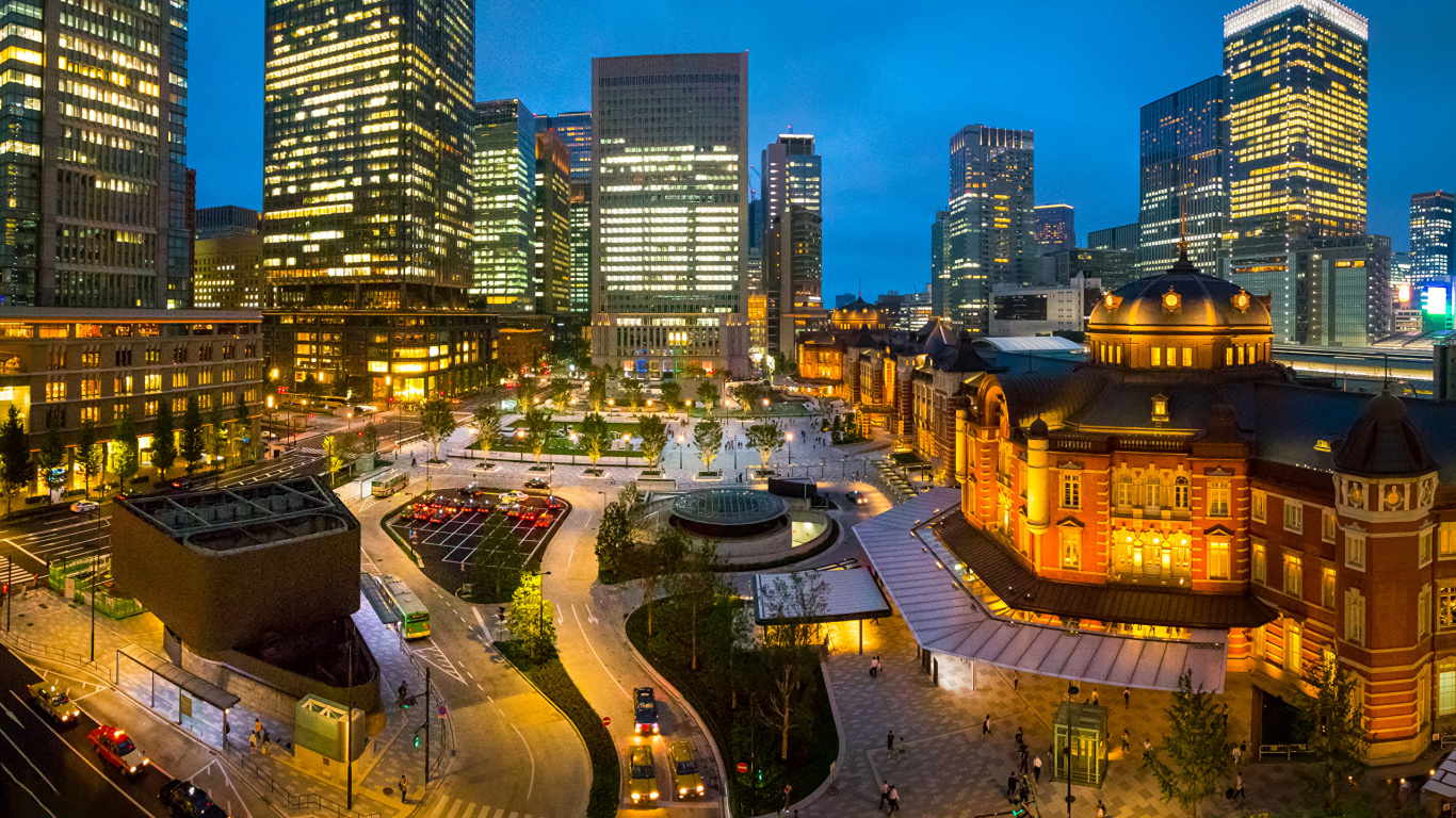 Обои Токио, город, городской пейзаж, городской район, метрополия в разрешении 1366x768