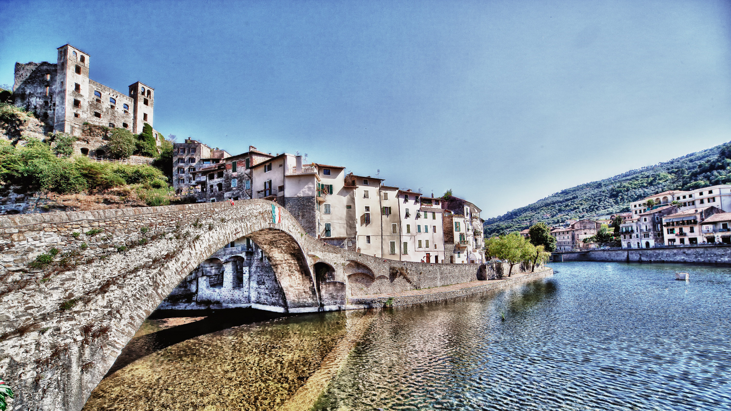 Обои Дольчеаккуа, Априкале, арочный мостик, мост, реки в разрешении 2560x1440