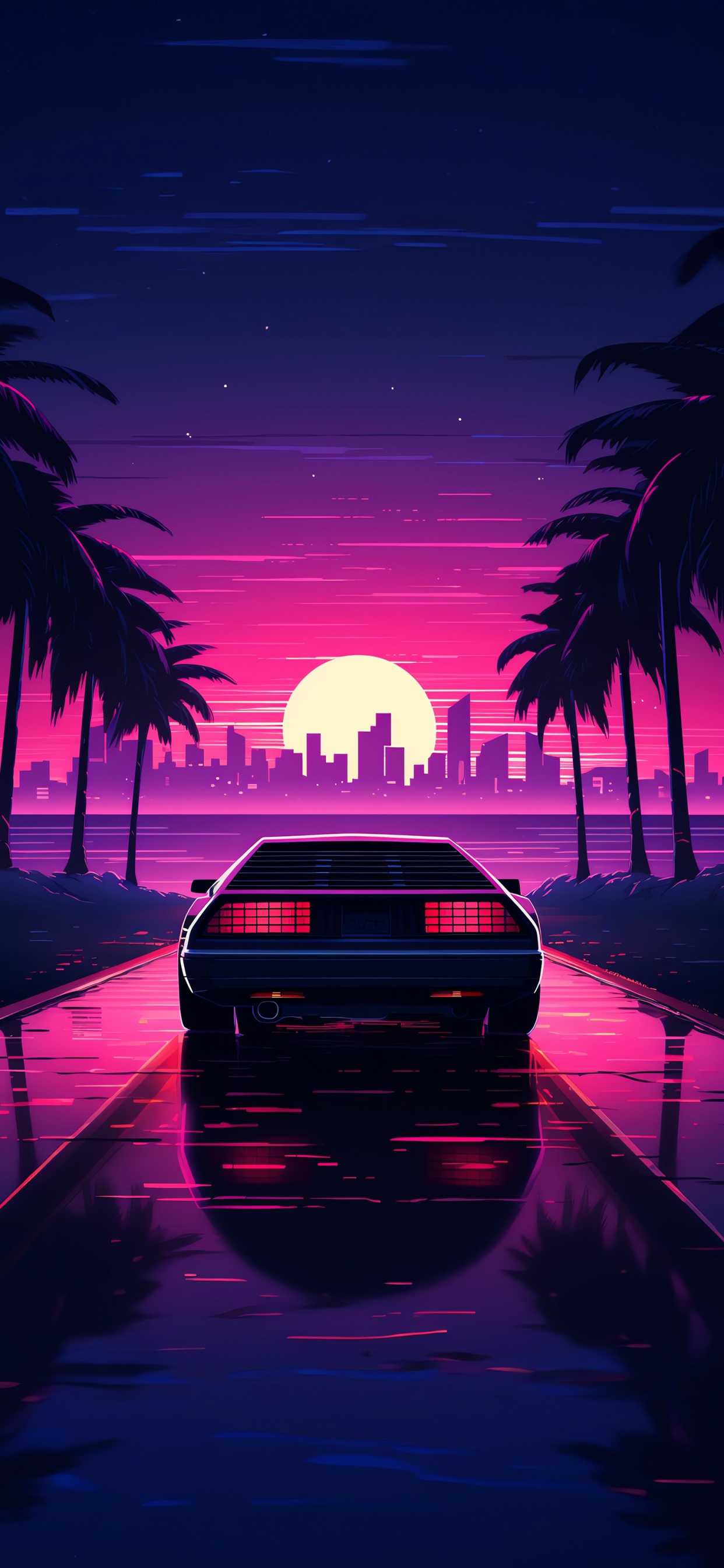 Обои освещение, Synthwave, живопись, мир, природа в разрешении 1242x2688
