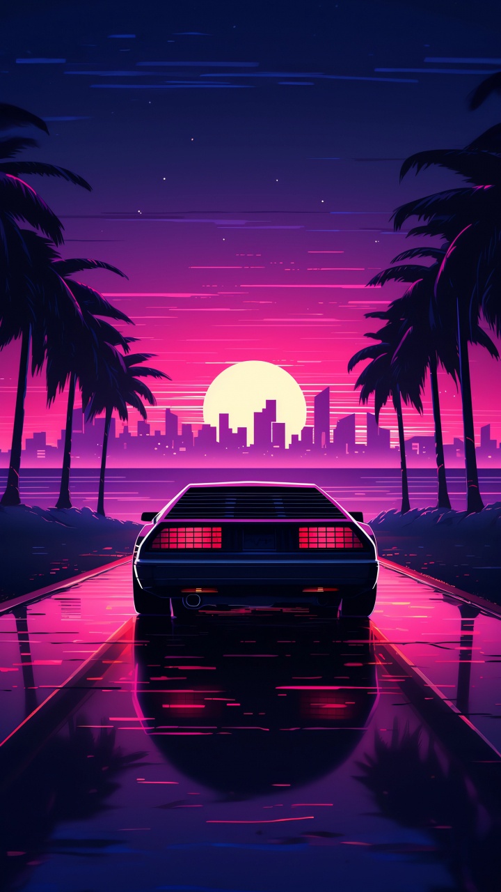 Обои освещение, Synthwave, живопись, мир, природа в разрешении 720x1280
