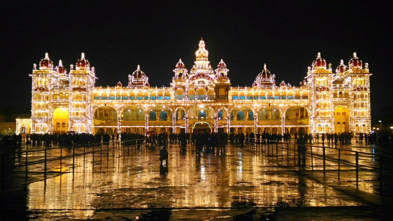 Обои Дворец Майсур, дворец, достопримечательность, ориентир, отражение в разрешении 1280x720