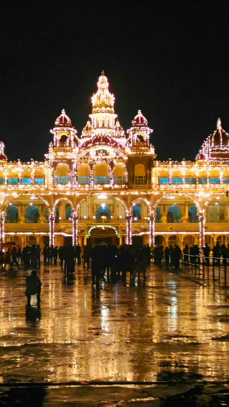 Обои Дворец Майсур, дворец, достопримечательность, ориентир, отражение в разрешении 750x1334